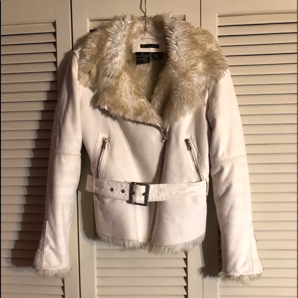 SALE‼️ Parasuco Cream Moto Jacket w/ Faux Fur